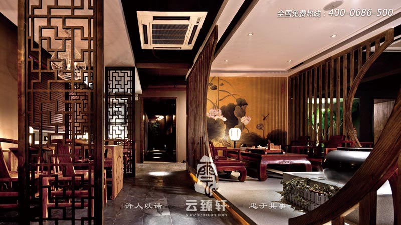 樸素優(yōu)雅禪道會(huì)所大堂的裝修