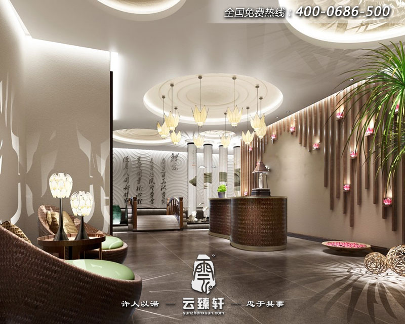 養(yǎng)生會(huì)所的前臺(tái)大廳裝修效果圖