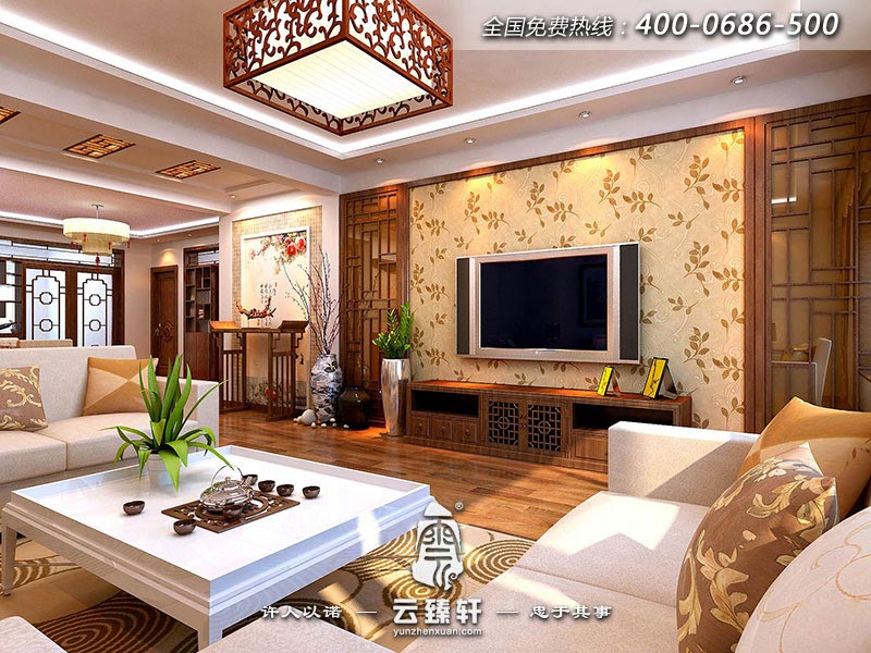 三室兩廳簡(jiǎn)中式風(fēng)格客廳裝修效果圖