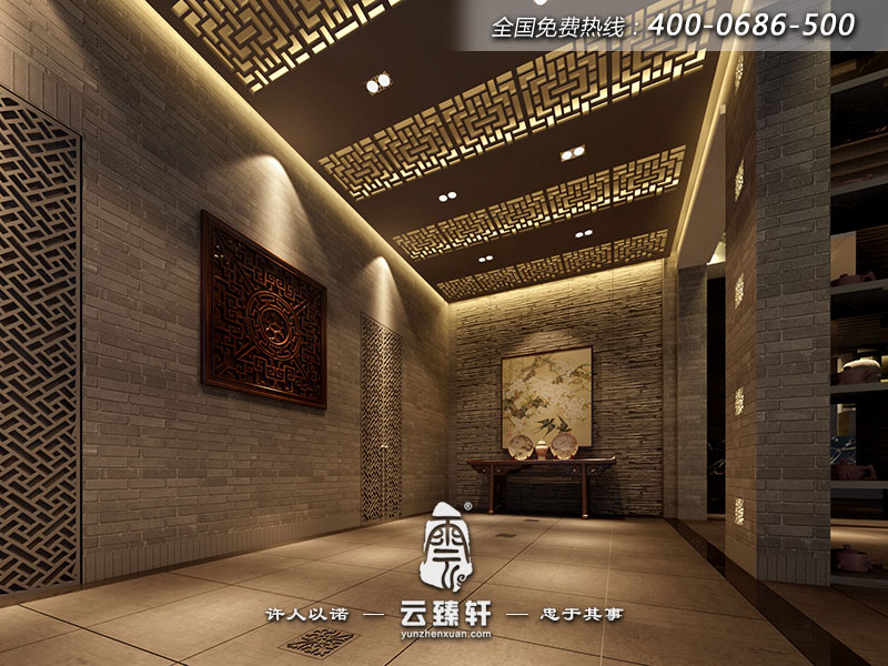 中式茶樓玄關(guān)設(shè)計效果圖