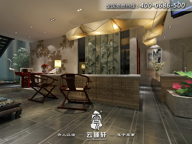 新中式酒店大堂設(shè)計(jì)效果圖