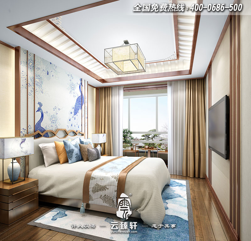 極簡(jiǎn)中式風(fēng)格臥室電視背景墻裝修效果圖