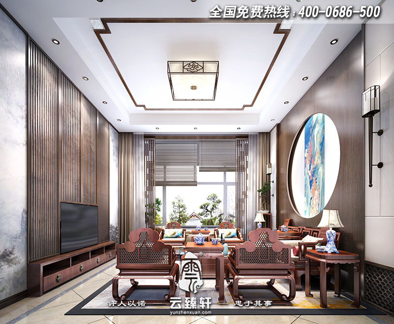 復(fù)式住宅極簡(jiǎn)中式風(fēng)格客廳設(shè)計(jì)效果圖