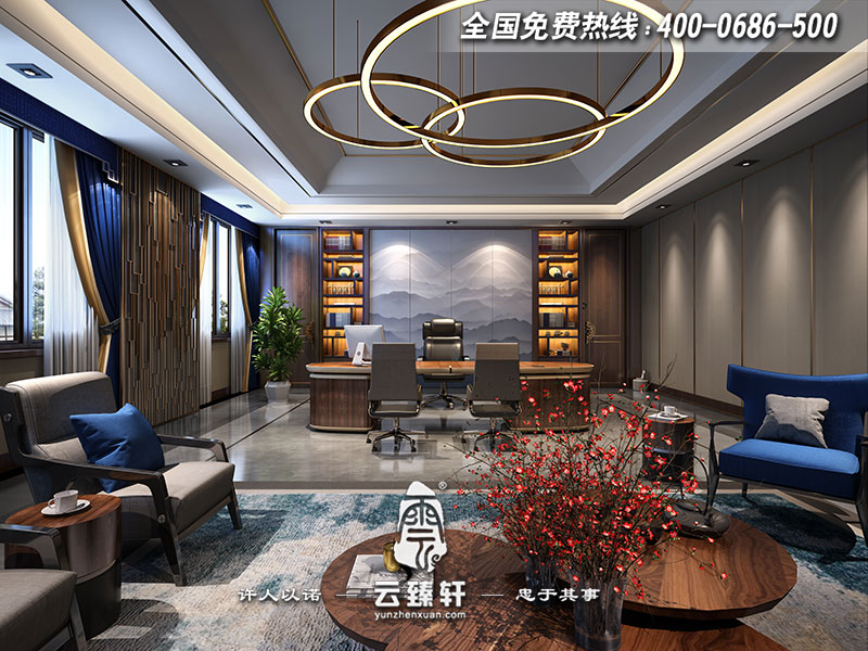 新中式會(huì)所總裁辦公室以及會(huì)客廳的設(shè)計(jì)
