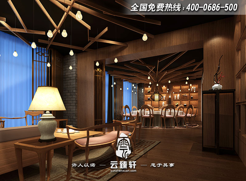 中式會(huì)所接待室設(shè)計(jì)效果圖